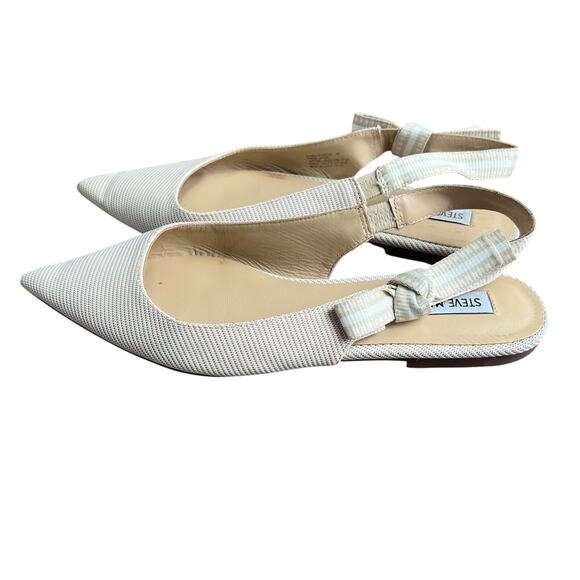 Steve Madden Cream Pointed Toe Slingback Flats with bows Size 9 - Picture 2 of 5